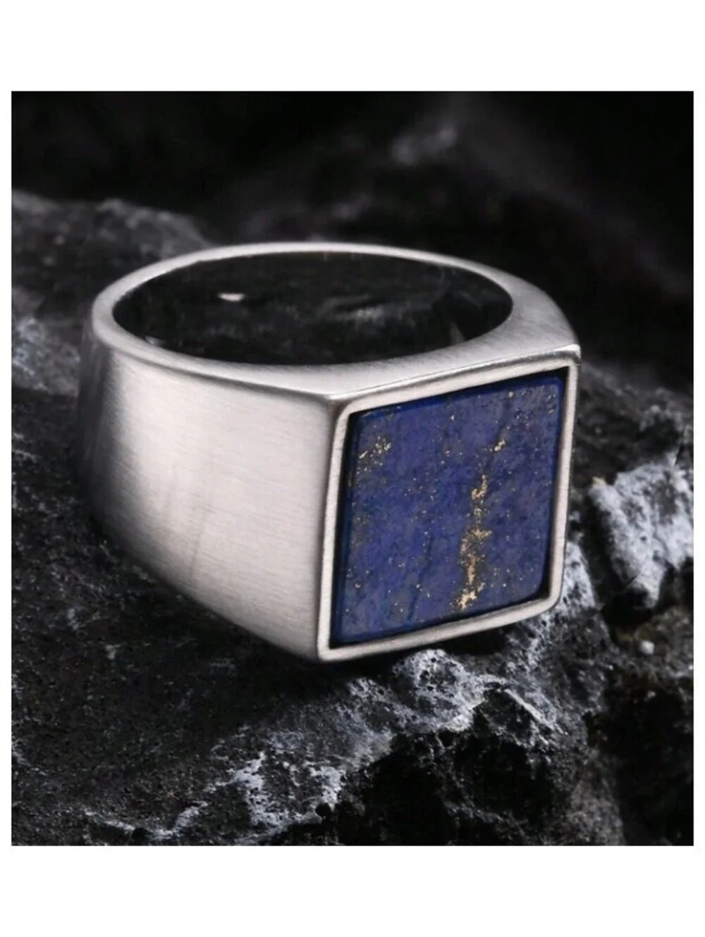 Blue lapis lazuli - Ring - Stainless Steel - Size 11
